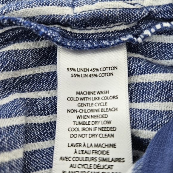 Beachlunchlounge Linen Blend Striped Jumpsuit Womens Small Wide Leg Cropped - Picture 7 of 12